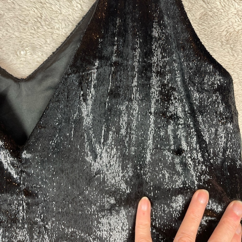 MINKPINK Black Liquid Velvet Slip Dress Shimmer Sz XS Cocktail Nightclub Party - Picture 6 of 16